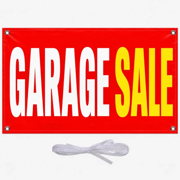 Large Garage Sale Banner, 80 X 40 Inch Durable Garage Sale Sign with Rope | Polyester | Heavy-Duty Vinyl Single-Sided with Metal Grommets Reusable Sale Signs for Yard Sales, driveway sales