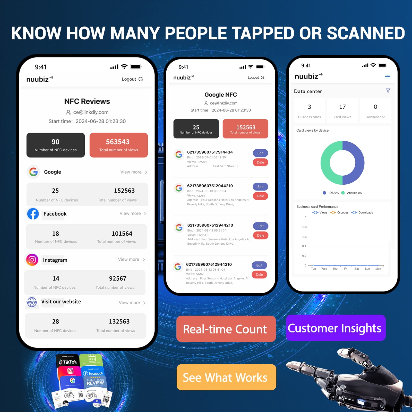 Google Review Tap Card Plate & Social Media Sign – NFC Review QR Code Sign compatible with Instagram & Facebook QR Code Follow Us – Business Rating Display with Stand & Adhesive – No App,No Fees