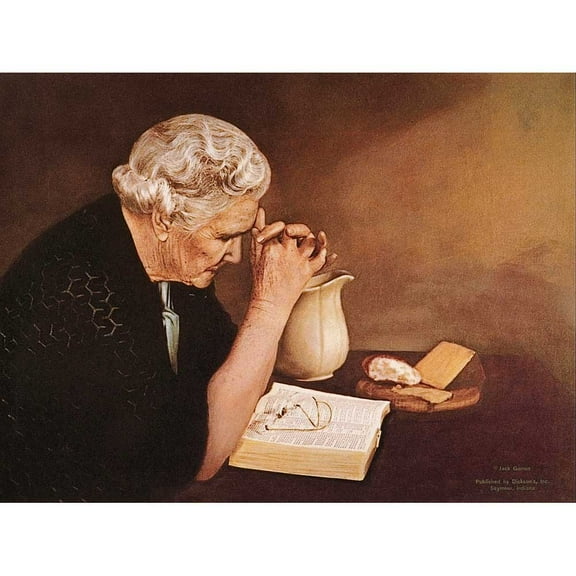 Dicksons Praying Wise Woman Over Bible Taupe Tones 7.5 x 10 Chipboard Wall Sign Plaque