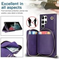 thumbnail image 4 of Crossbody Zipper Wallet Bag Case for Samsung Galaxy S24 Ultra,Dteck Lager Capacity Purse Leather Card Slots Pocket Shockproof Case Kickstad Cover with Shoulder Strap, Purple, 4 of 9