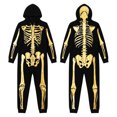 thumbnail image 4 of BOOMNY Halloween Womens Jumpsuit Gothic Hallowmas Skeleton Graphic Long Sleeve Hooded Pjs Jumpsuit Cozy Warm Loungewear Homewear, 4 of 4