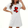 thumbnail image 1 of Camisón corto de San Valentín para mujer, talla grande, estampado en el pecho, cuello redondo, manga corta, 1 of 3