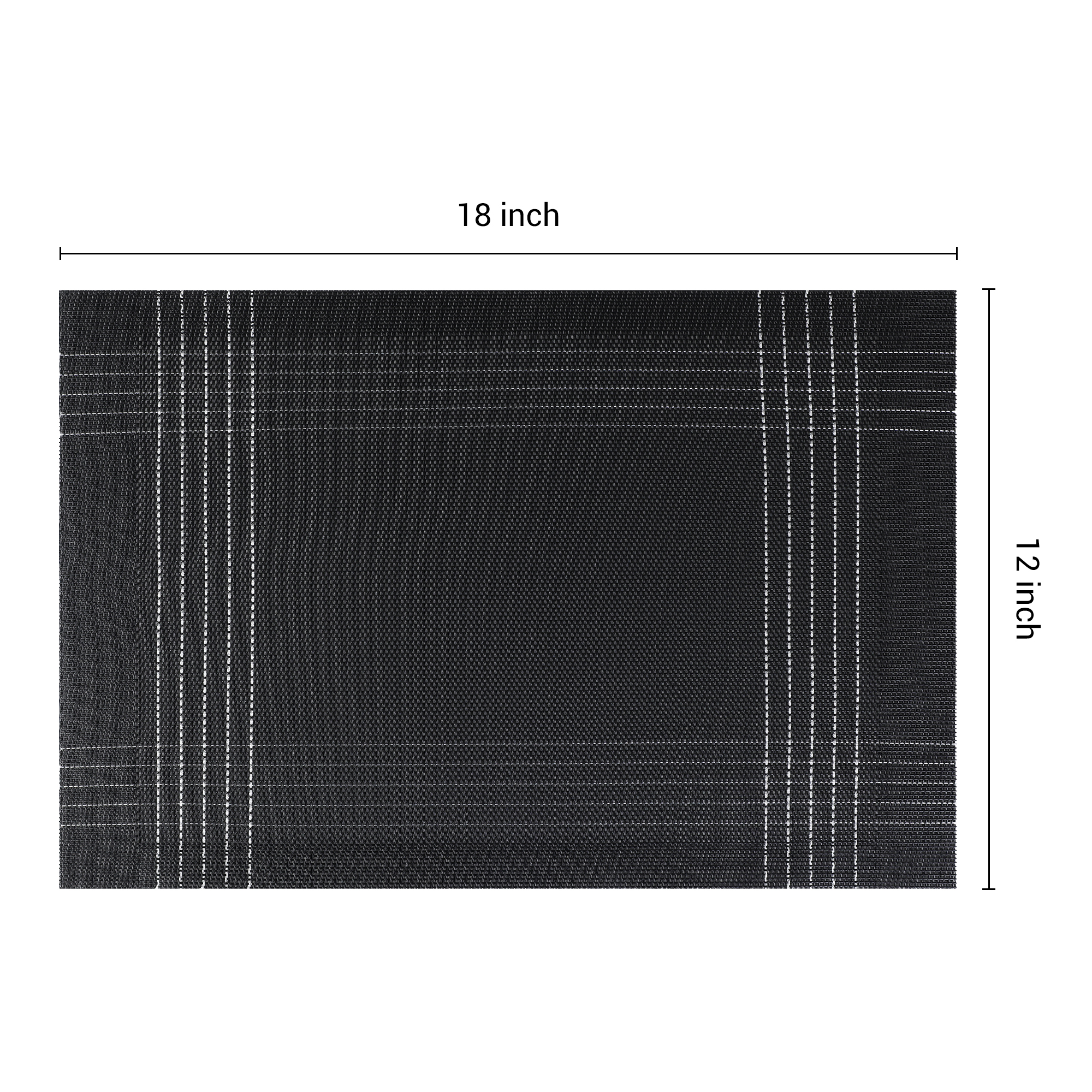 Unique Bargains Indoor Decor Kitchen Mat for Dining Table Set of 8 Black 18" X 12"