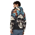 thumbnail image 4 of Zufioo Bow Flower Skull Print Men's Hooded Cardigan, Zip-up Long-Sleeved Sweatshirt Jacket Sportswear-Large, 4 of 5