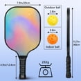thumbnail image 3 of Pickleball Paddles Set Of 1, Fiberglass Surface, Vibrant Rainbow Print, 1 Paddle, 2 Balls & Bag, 3 of 5