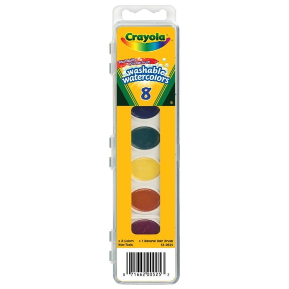 Crayola Watercolor Paints Washable - 8 Count Pack, Basic Colors