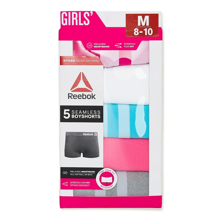 Buy Reebok Girls' Underwear - Seamless Hipster Brief Panties (4 Pack),  Blue/Pink/Grey/Black, 12-14 at