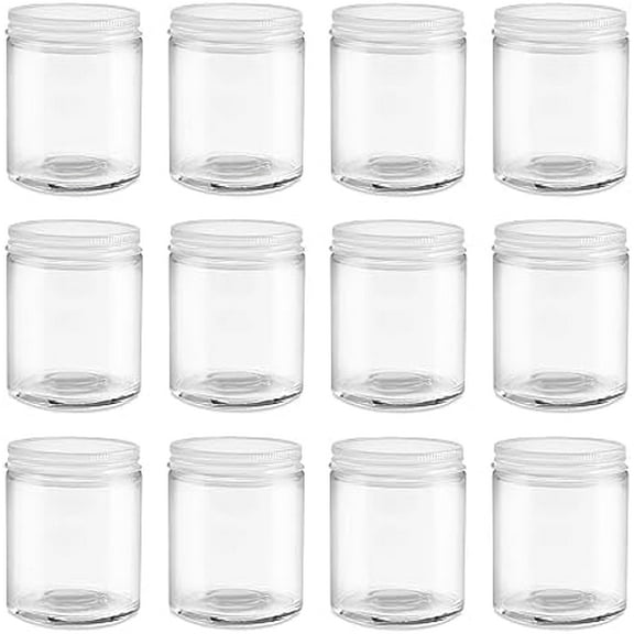 6 Ounce Clear Glass Straight Sided Mason Canning Jars - With 63mm White Metal Lids - Case of 12$$Home Decor, Kitchen, & Other