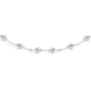 Bling Jewelry Womens Petite 3MM Round Ball Bead Station Chain Anklet Strand Ankle Bracelet .925 Sterling Silver 10 Inch