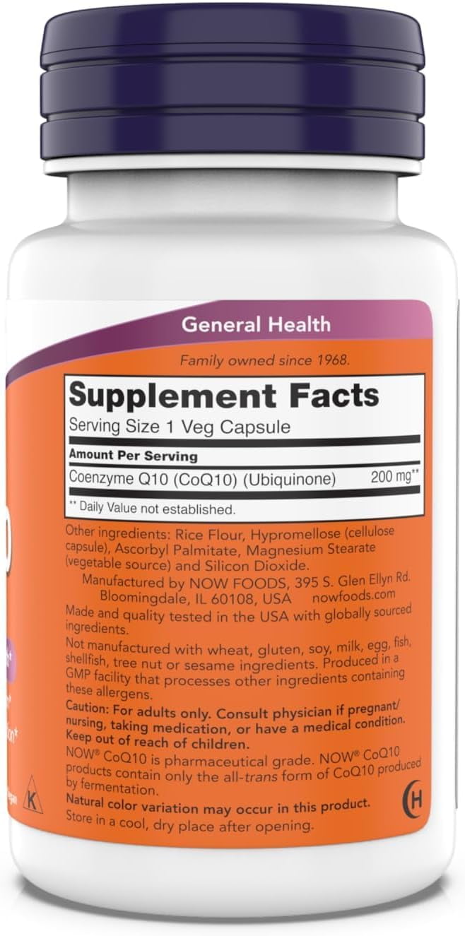 Now Supplements - CoQ10 (Coenzyme Q10) 200 mg, Supports Cardiovascular Health*, Kosher, Vegan 90 Vegetarian Capsules (Pack of 2)