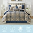 thumbnail image 6 of Lanco Jacquard 7-Piece Comforter Set, Blue/Beige California King, Soft & Breathable, Geometric,, 6 of 6