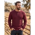thumbnail image 4 of COOFANDY Mens Henley Waffle Pullover Sweater, Button Crewneck Casual Textured Sweaters, 4 of 8