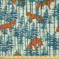 thumbnail image 2 of Ambesonne Fall Fabric by the Yard Microfiber, Forest Animal Fox Wood Art, 2 Yards, White Slate Blue, 2 of 2