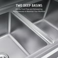 thumbnail image 4 of Wilprep 2 Compartments Commercial Sink w Backsplash Heavy Duty Water Basins  Freestanding Utility & Prep Washing Equipment 37.4"H, 4 of 11