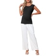 thumbnail image 2 of INSPIRE CHIC Women's Maternity Spring Top Short Sleeve Pullover Tops Basic Ribbed Knit Slim Fitted Casual Shirts 2026 M Black, 2 of 5