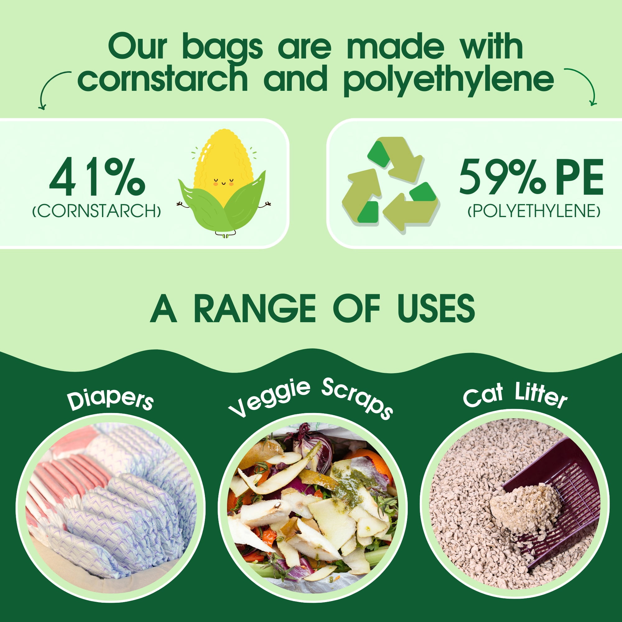 PET N PET Dog Poop Bags with Tie Handles 4 Value Packs 800 Count, USDA Certified 41% Plant-Based, Leak-Proof Dog Waste Bags, 8 x 15 Inches