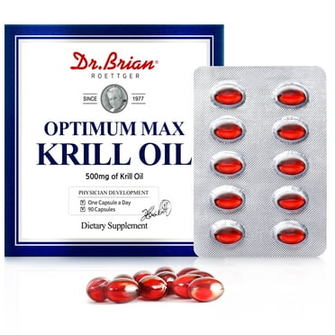 Dr. Brian Krill Oil Supplement Antarctic Krill Oil 500mg Softgel Capsule w Astaxanthin Omega 3 Fish Oil EPA DHA Phospholipids