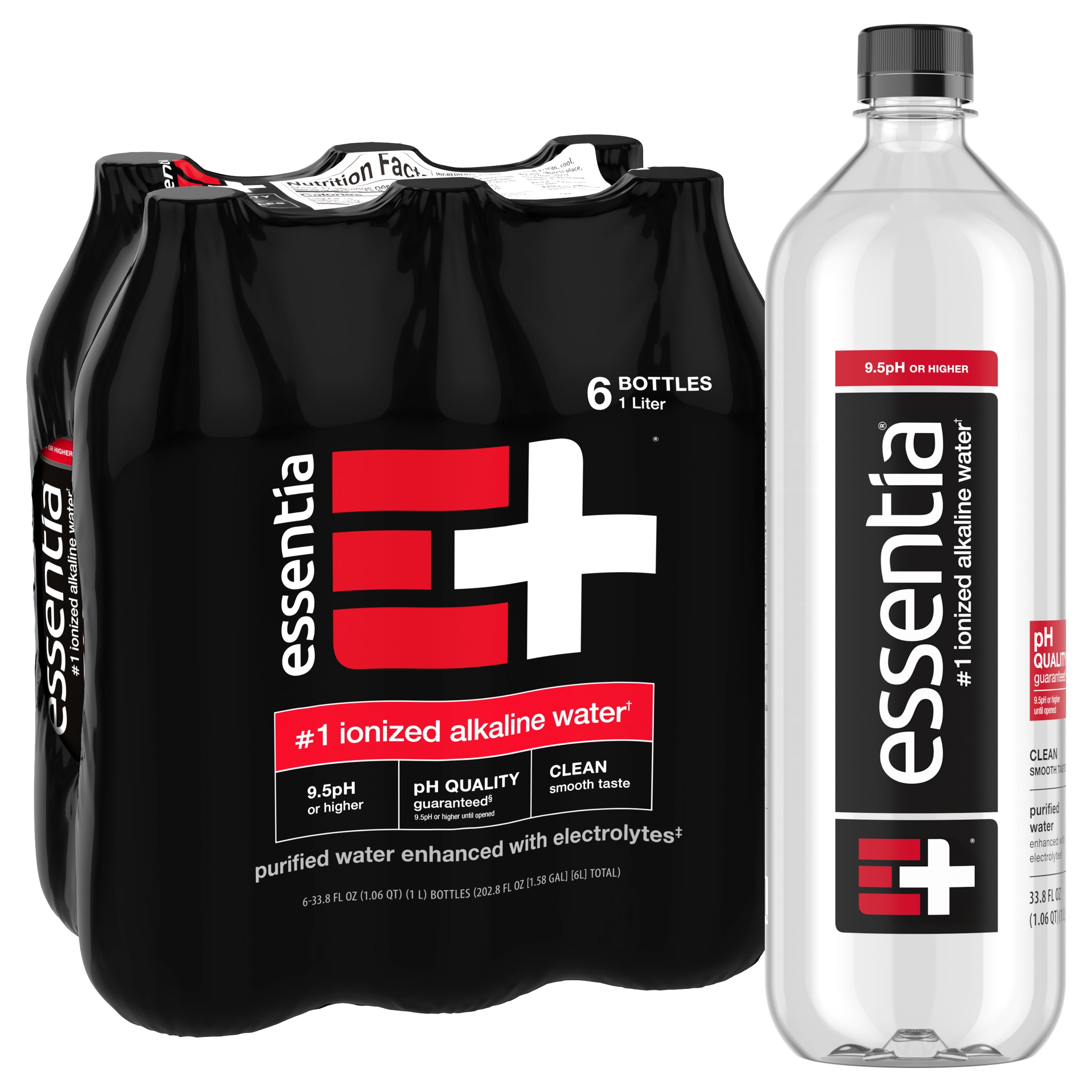Essentia Bottled Water Ionized Alkaline Water 1L Each 6 Bottles