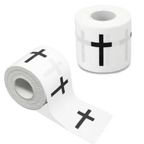 2 Rolls Christian Athletic Tape,Bexikou 2in x 23ft Cotton Zinc Oxide Sport Cross Sports Wristbands,White Wrist Tape for Football Baseball Athlete Gymnastic Boxing First Aid Injury Wrap