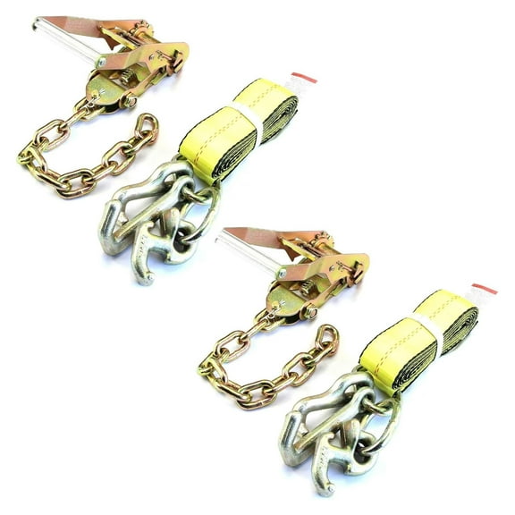 (Pack of 2) Auto Transport 5/16" G70 Chain Ratchet with RTJ Cluster Hook Tie Down Set