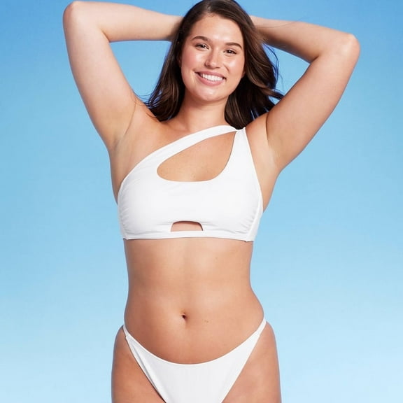 Wild Fable Women's Cut Out One Shoulder Bikini Top - White S