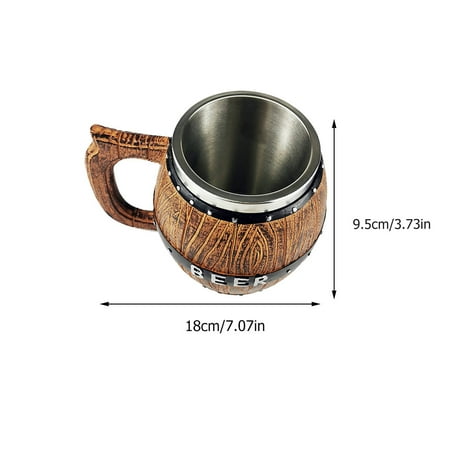 

Beer Stein 1Pc Rustic Wooden Beer Mug Stainless Steel Beer Jar Portable Beer Stein for Bar