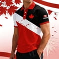thumbnail image 2 of Telankuip Mens Canadian Flag Polo Shirts Short Sleeve Quarter Button up Red Maple Leaf Graphic Tees Casual Style Thin Soft Breathable Sports and Leisure Patriotic Pullover Top 10-Red XXXL, 2 of 5