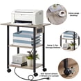 thumbnail image 3 of 3 Tier Leyaoyao Printer Stand, Computer Tower Stand with Industrial Lockable Wheels & Storage Drawer Large Mobile Table for Home Office Multi-Equipment Organization, Oak, 3 of 8