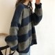 thumbnail image 3 of Abrigo pesado de manga larga Damas Casual Fashion Lazy Sweater Color Strudy Loose Round Neck Long Manga Sudor (Azul, One Size), 3 of 5