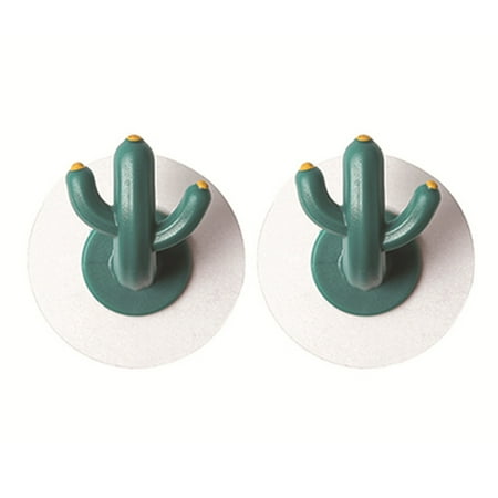 

Papaba Hanger 2Pcs Cactus Shape Clothes Hanger Adhesive Kitchen Wall Door Key Holder Hook