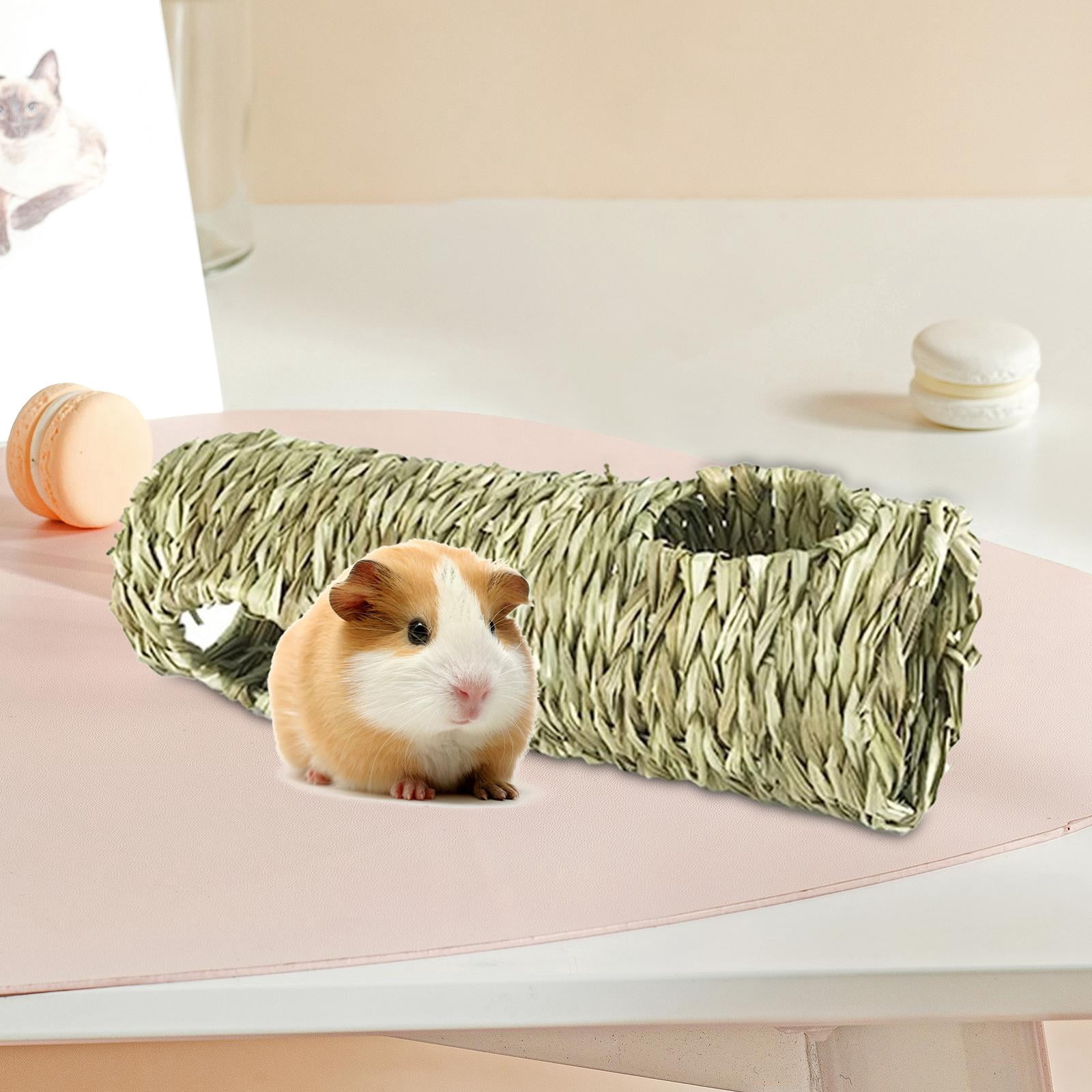 Hamster Grass Tunnel Interactive Toy Cage Chew Toys Rabbit Tunnel Tube Grass House for Mice Parrot Ferret Guinea Pig Sleeping 50x16cm
