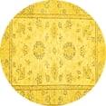 thumbnail image 1 of Ahgly Company Machine Washable Indoor Round Oriental Yellow Traditional Area Rugs, 4' Round, 1 of 4
