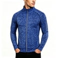 thumbnail image 4 of Lenpel Men's Zip up Sweatshirt Jackets Stand Collar Long Sleeve Coats with Pocket Stretch Slim Fit Casual Outerwear Tops(Blue,X-Large), 4 of 4