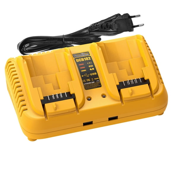 Replacement Battery Charger for Dewalt 20V Max Battery Charger,Compatible with Dewalt 12V/20V Li-ion Battery (Yellow, 【2-Port】 Charger)