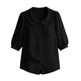 thumbnail image 3 of Vrorvz Printed Top Womens 3/4 Sleeve Button down Collared Tops Summer Business Blouses Casual Work Outfit, 3 of 5