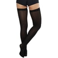 thumbnail image 2 of ToBeInStyle Womens Beautiful Satin Bow Opaque Thigh High Stockings - Black w/ Black Bow - One Size Plus, 2 of 7