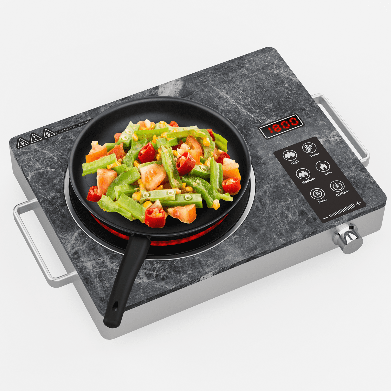 Graceall Single Burner Ceramic Cooktop, Portable 1800W Electric Stove, Countertop Burner for Cooking, Kitchen Hot Plate Temperature Adjustable Compact Hob Camping Stoves