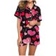 thumbnail image 2 of Conjunto de Verano para las Mujeres Día de San Valentín Amor Impreso Cuello de Manga Corta con Pantalones Cortos, Poliéster Ligero para el Uso Informal, 2 of 9