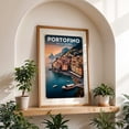 thumbnail image 4 of Seaside Serenity: Portofino Vintage Poster - Portofino Liguria Italy Illustration Travel Poster Vintage Poster Harbor Coastal Landscape Sunset Architecture Oak Framed Wall Art Print 5 x 7 inches, 4 of 59