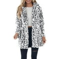 thumbnail image 4 of Felirenzacia Womens Faux Fur Leopard Cardigan Fuzzy Jacket Winter Open Front Fleece Coat Eco Fur Outwear with Pockets, 4 of 5