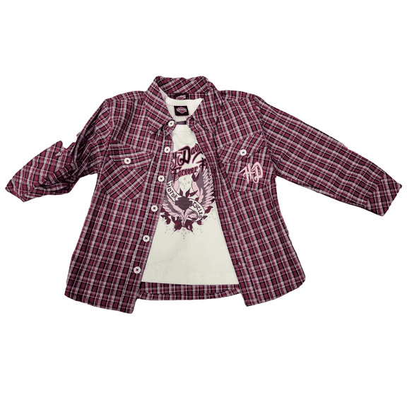 Harley-Davidson Big Girls Woven Flannel Shirt & T-Shirt Set, 7-8