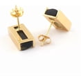 thumbnail image 3 of Zeva Jewels Natural Moldavite Bar Stud Earrings, 18K Gold Plated Brass, Raw Green Stone Minimalist Earrings with Push Back Closure, 3 of 6