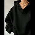 thumbnail image 4 of Sudadera con Capucha de Gran Tamaño para Mujer, Cuello en V, Forro , Larga, Estilo Y2K, Ropa de Otoño A Negro XXL, 4 of 7