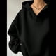 thumbnail image 4 of Sudadera con Capucha de Gran Tamaño para Mujer, Cuello en V, Forro , Larga, Estilo Y2K, Ropa de Otoño A Negro S, 4 of 7