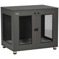 thumbnail image 2 of PawHut Dog Crate Furniture with Water-resistant Cushion, Dog Crate End Table with Double Doors, Indoor Pet Crate for Small Medium Dogs Indoor Use, Charcoal Grey, 2 of 9