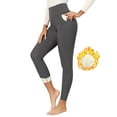 thumbnail image 2 of iHPH7 Fleece Lined Leggings Winter Yoga Pants Women Warm Leggings for Women Soft Leggings for Women Womens Leggings High Waisted Cold Weather Leggings for Women Dark Gray S, 2 of 6