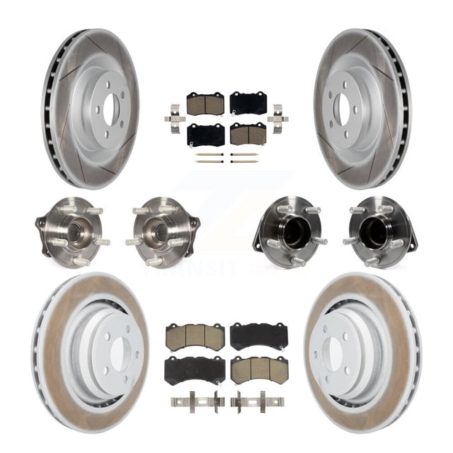 Transit Auto Front Rear Hub Bearings Assembly Coated Disc Brake Rotors and Ceramic Pads Kit (10Pc) for Car Dodge Challenger Charger - Left Right Side (Driver Passenger) KBB-120575