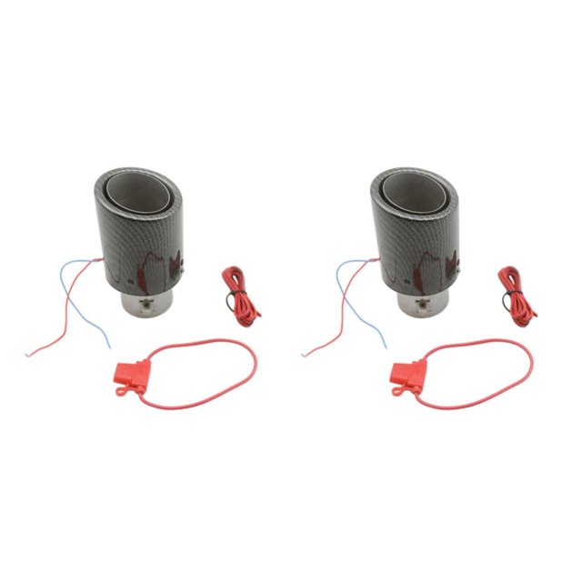 Guardoinrt Car Universal Carbon Fiber Style Tailpipe Tip Muffler 03 Red Light straight edge 2Set