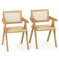 thumbnail image 1 of Costway Set of 2 Rattan Accent Chairs Mid Century Dining Armchair Bamboo Frame Kitchen, 1 of 10