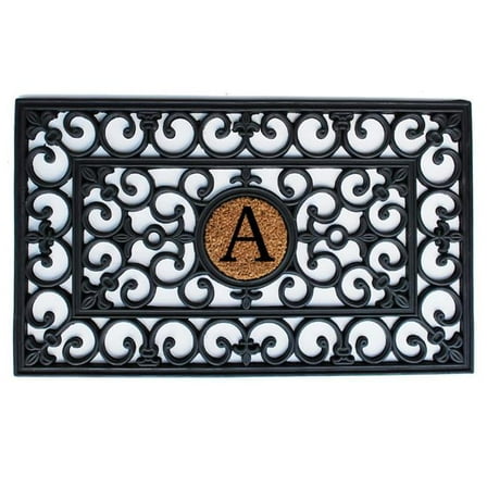 Calloway Mills  18 x 30 in. Rubber Monogram Rectangular Doormat, Black & Natural - Letter O